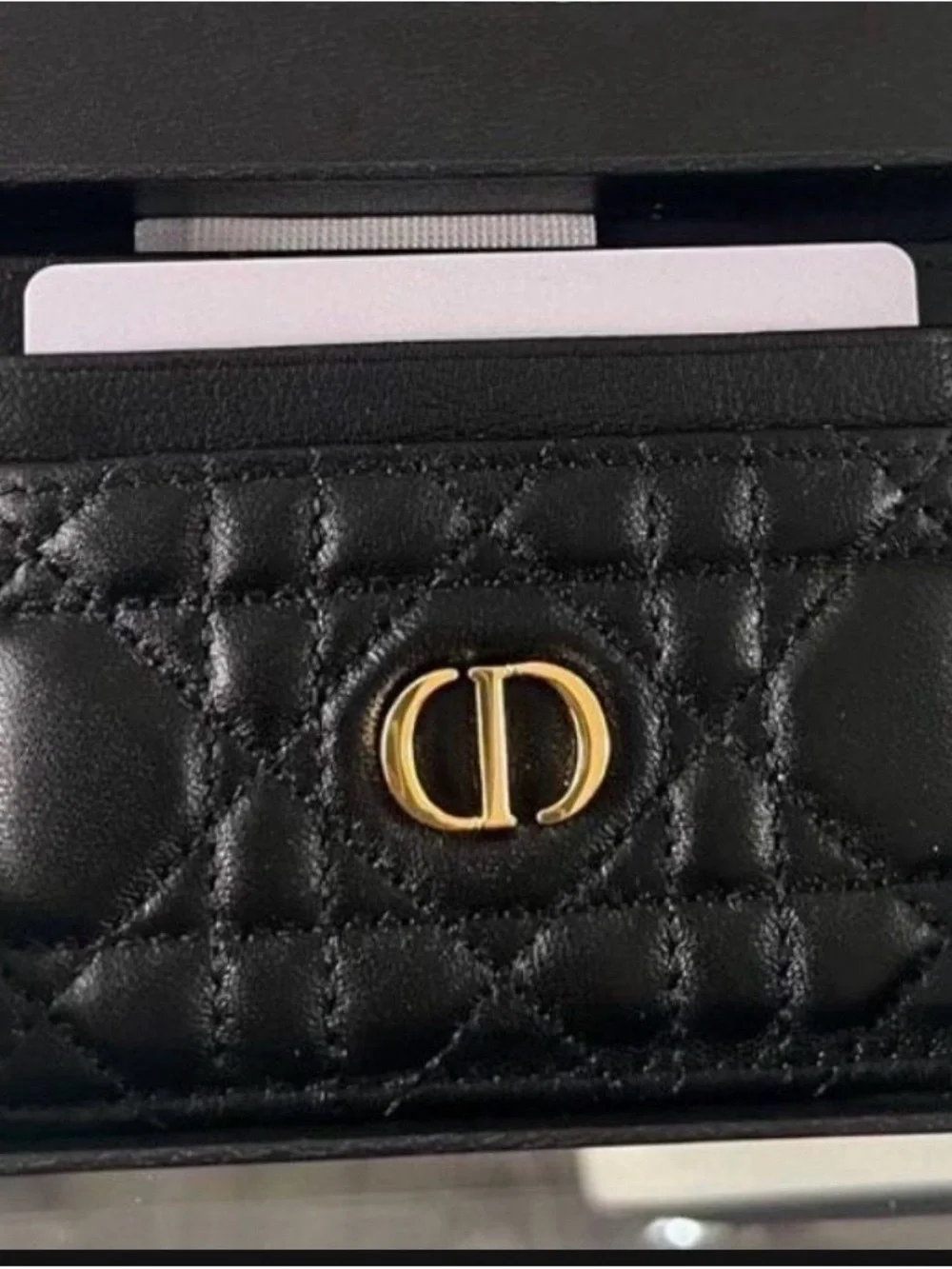 Luxury Quilted Black Leather Card & Key Holder